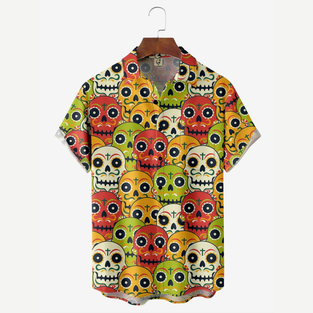 Cinco de Mayo Vintage Colorful Skull Pattern - Hawaiian Shirt