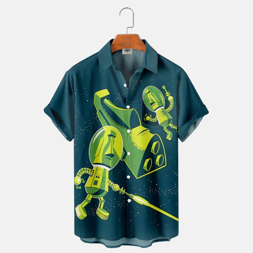 Island Astronaut Stone Statue - Hawaiian Shirt