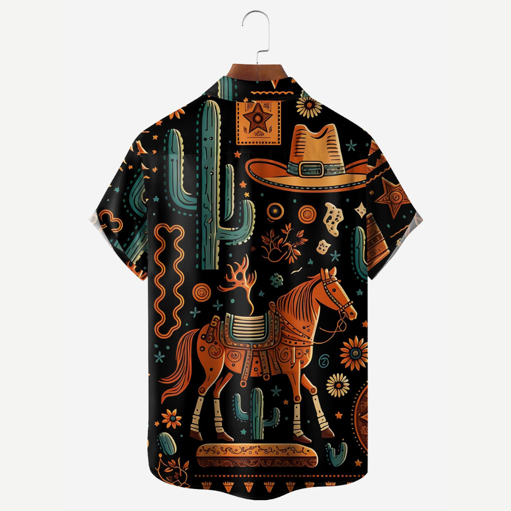 Western Cowboy Desert Pattern - Hawaiian Shirt