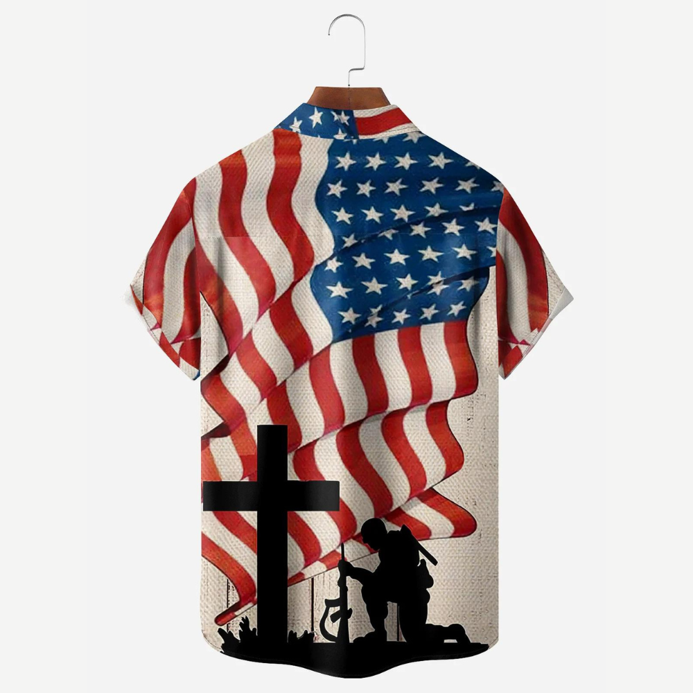 American Flag Never Forget Veterans - Hawaiian Shirt