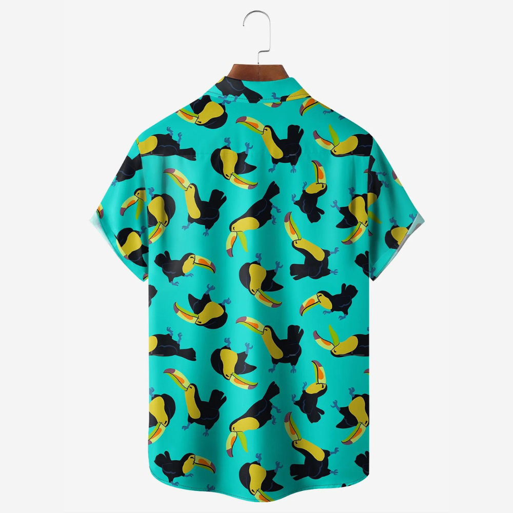 Toucan Pattern Turquoise Green - Hawaiian Shirt