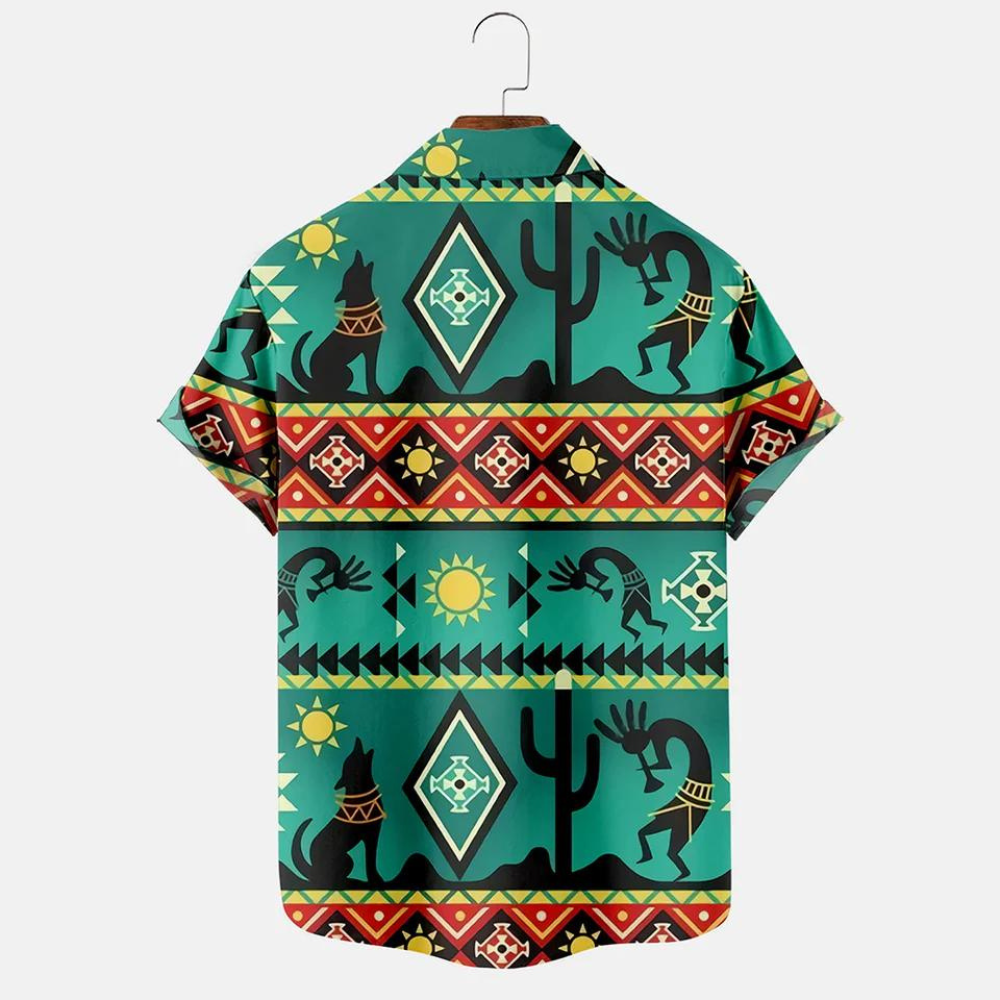 Green Western Native American Pattern - Hawaiian Shirt