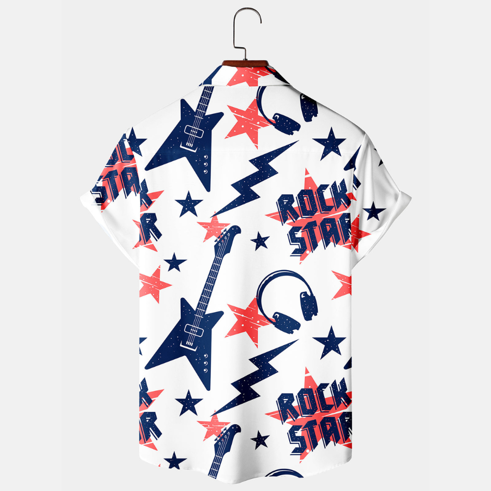 Rock Star Music On Pattern - Hawaiian Shirt