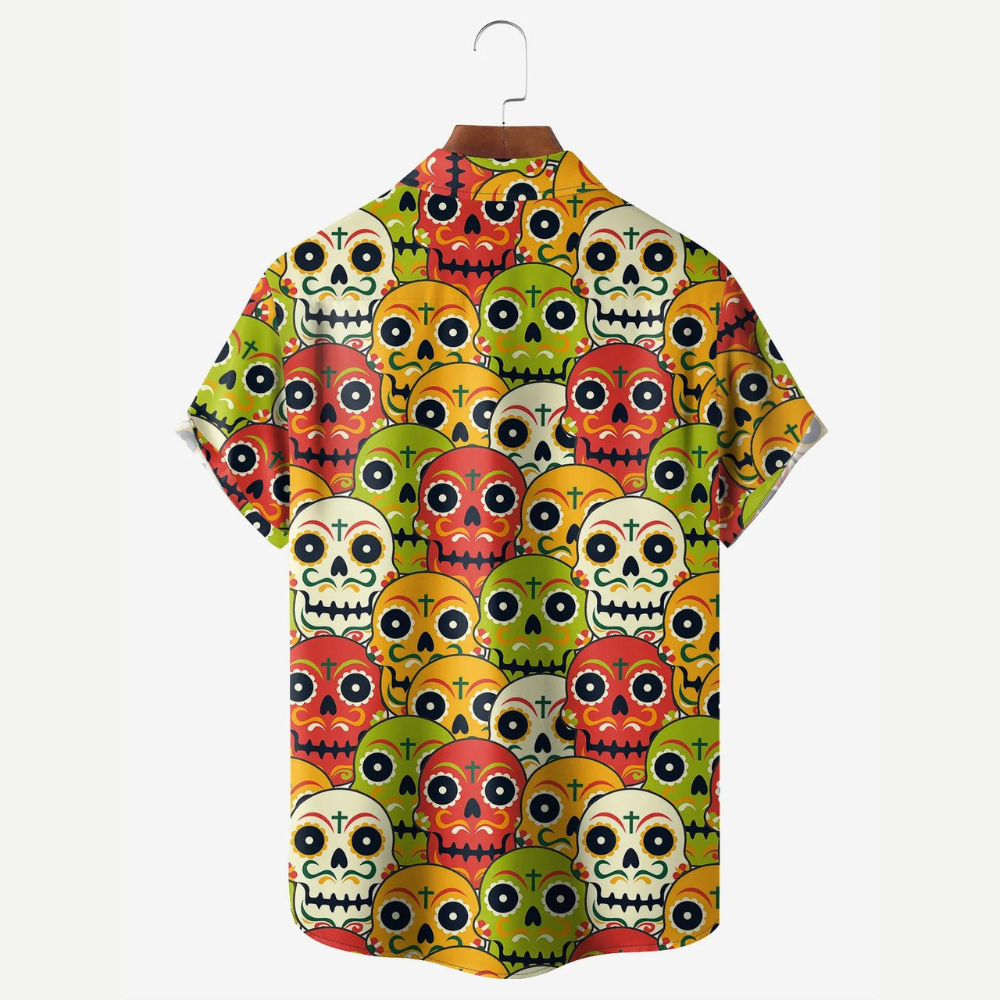 Cinco de Mayo Vintage Colorful Skull Pattern - Hawaiian Shirt