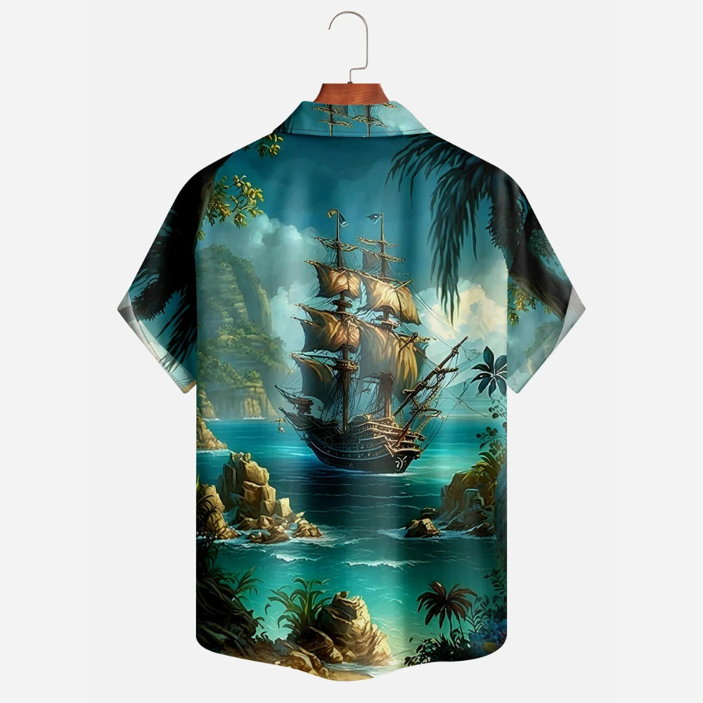 The Boat In The Ocean Beafore The Storm - Hawaiian Shirt