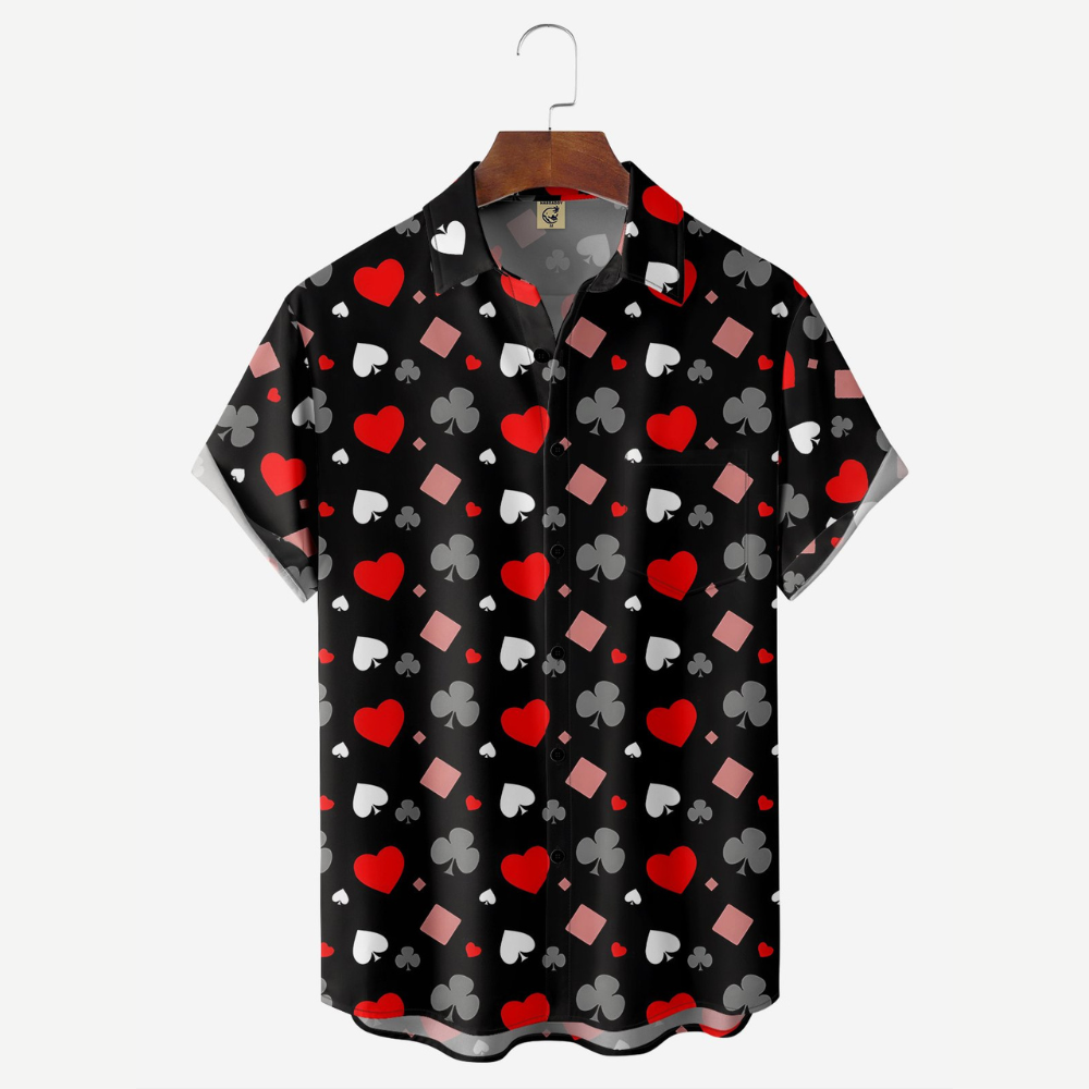 Poker Hearts, Diamonds, Spades, And Clubs Pattern - Hawaiian Shirt