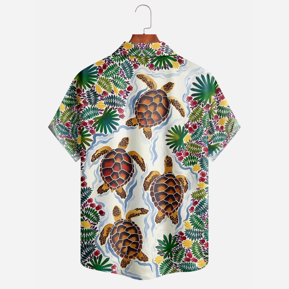 Turtles In The Tropical Flow - Hawaiian Shirt