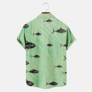 Bigfoot Go Fishing Fishes Pattern - Hawaiian Shirt