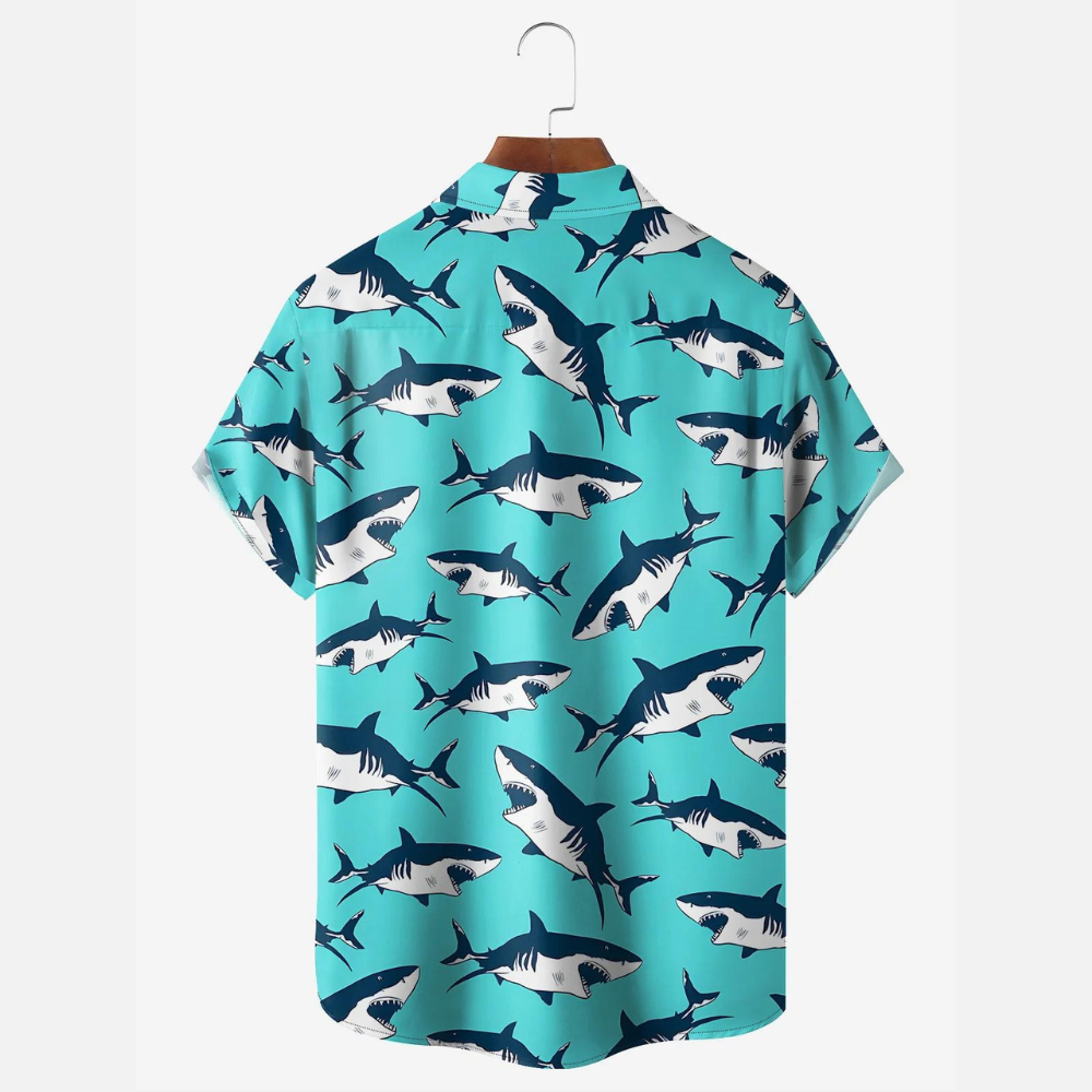 Don't Play With Sharks Blue Ocean - Hawaiian Shirt