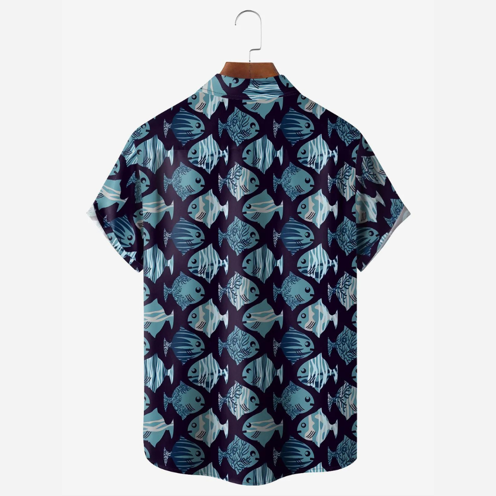 Blue Coral Fishes Pattern - Gift For Fishing Lovers - Hawaiian Shirt