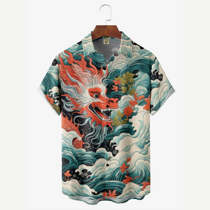 Asia Dragon Fly Into The Clouds - Hawaiian Shirt