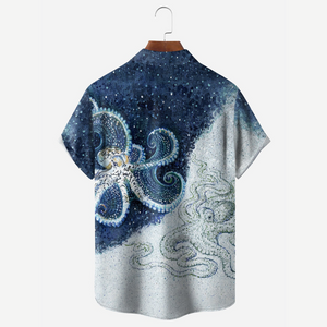 Blue Invisible Octopus In The Deep Ocean - Hawaiian Shirt