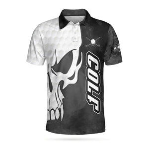 Black White Skull Golf Pattern - Gift For Golf Lovers - Men Polo