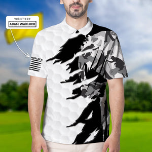 Man Are Playing Golf Black And White - Gift For Golf Lovers - Personalized Men Polo