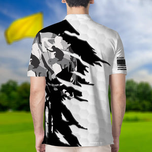 Man Are Playing Golf Black And White - Gift For Golf Lovers - Personalized Men Polo