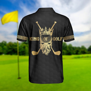 Custom Name King Of Golf Gold - Gift For Golf Lovers - Personalized Men Polo