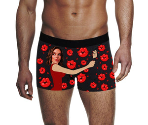 Custom Photo Girlfriend And Lips - Gift For Husband, Boyfriend - Personalized Men's Boxer Briefs