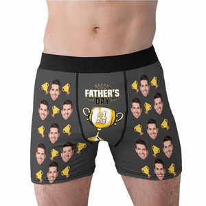 Custom Photo Face Father's Day Champion Cup - Gift For Husband, Boyfriend - Personalized Men's Boxer Briefs