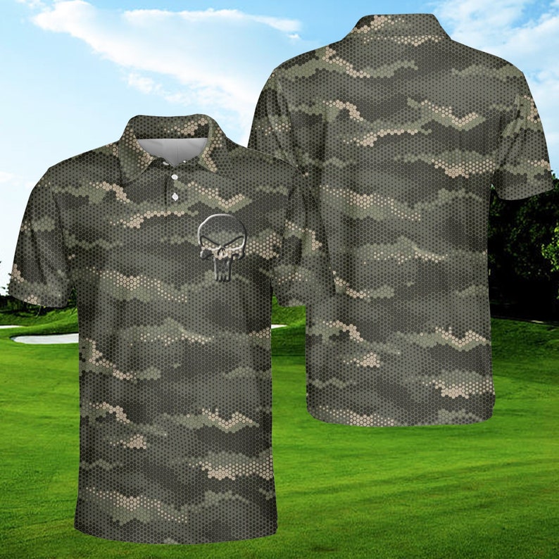 Skull Military Camo - Gift For Golf Lovers - Men Polo