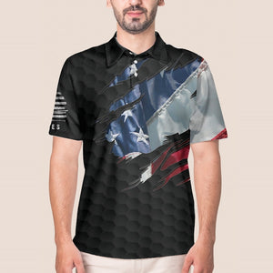 American Flag Playing Golf Black - Gift For Golf Lovers - Men Polo