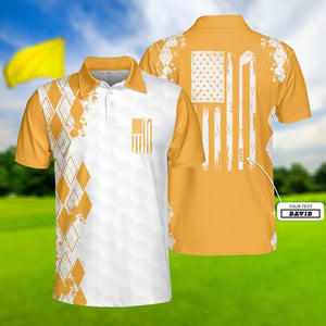 Golf Nation Orange White - Gift For Golf Lovers - Personalized Men Polo