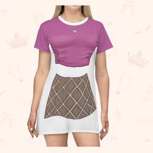 Purple Shirt And Striped Line Skirt Loungewear Cosplay Costume - Tshirt Dress