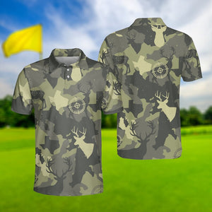 Deer Gun Hunting Camo - Gift For Golf Lovers - Men Polo