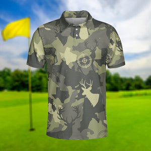 Deer Gun Hunting Camo - Gift For Golf Lovers - Men Polo