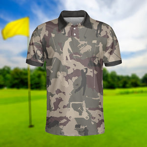 Military Golfing Buggy Camo - Gift For Golf Lovers - Men Polo