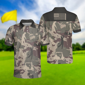 Military Golfing Buggy Camo - Gift For Golf Lovers - Men Polo