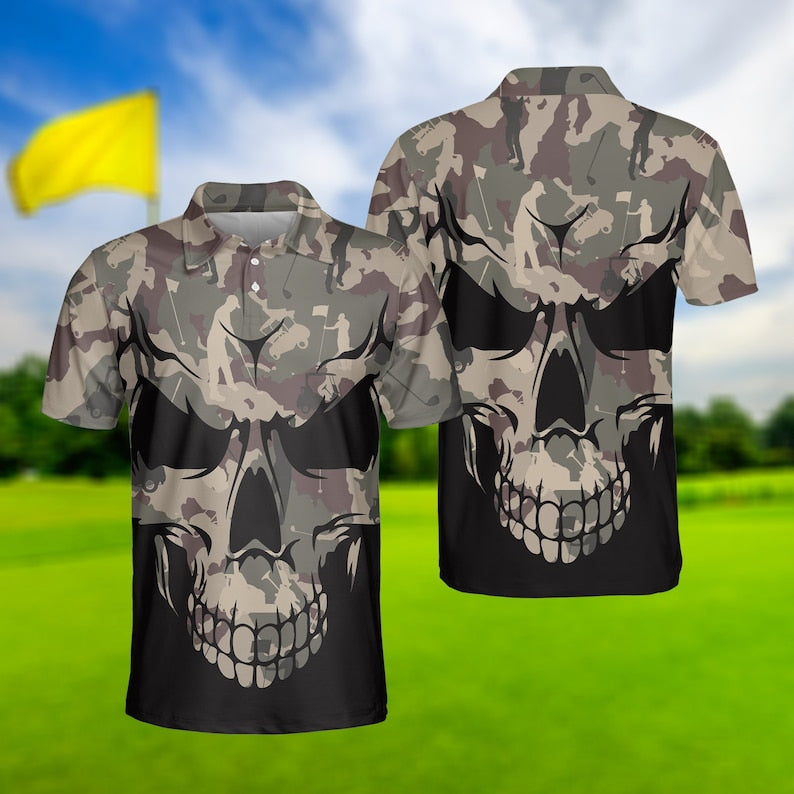 Golf Set Skull Army Military - Gift For Golf Lovers - Men Polo