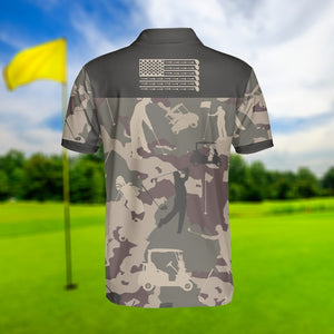 Military Golfing Buggy Camo - Gift For Golf Lovers - Men Polo