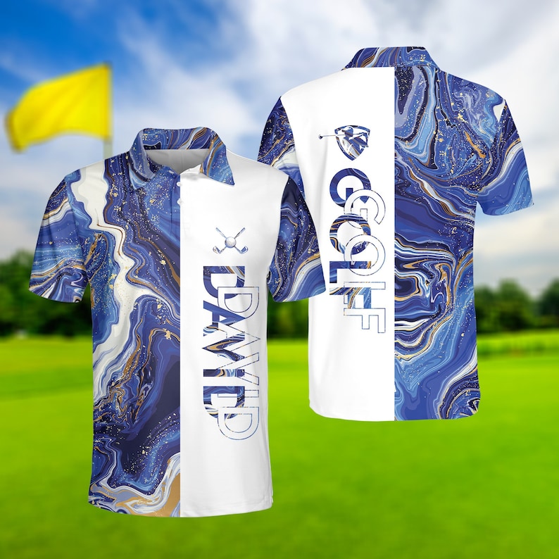 Golf Blue Marble Cool - Gift For Golf Lovers - Personalized Men Polo