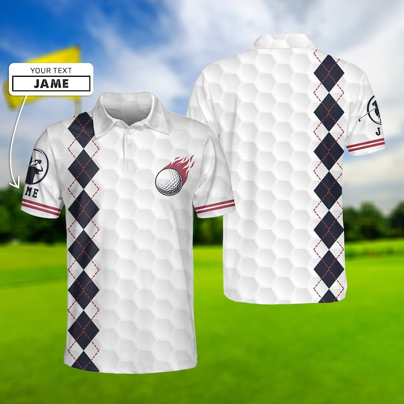 Black And White Golf Ball - Gift For Golf Lovers - Personalized Men Polo