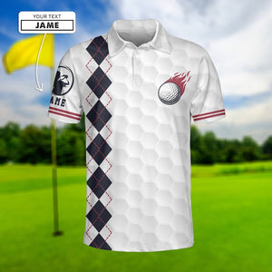 Black And White Golf Ball - Gift For Golf Lovers - Personalized Men Polo