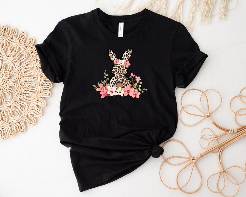 Cute Easter Floral Leopard Bunny - Unisex Shirt