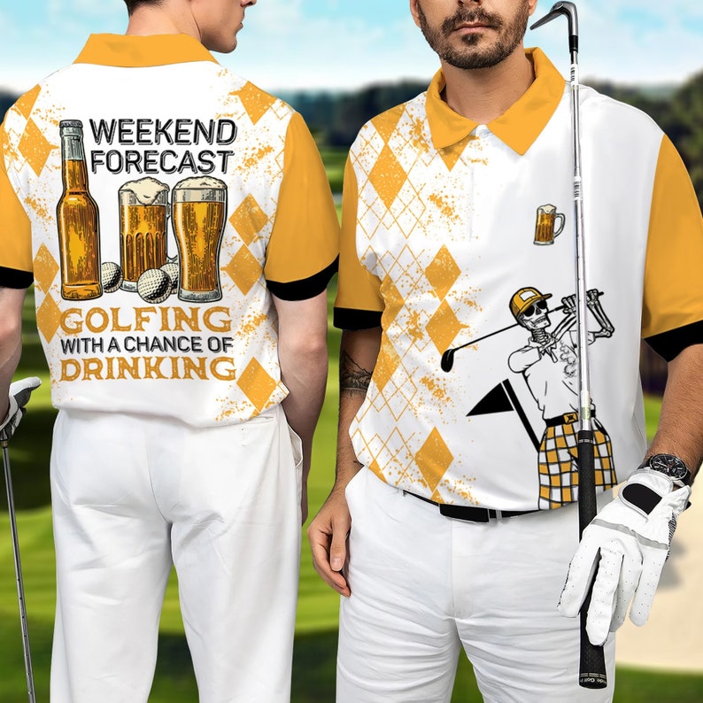 Weekend Forecast Golfing With A Chance Of Drinking - Gift For Golf Lovers - Men Polo