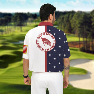 Patriotic USA Flag Land Of The Free Home Of The Brave - Gift For Golf Lovers - Personalized Men Polo