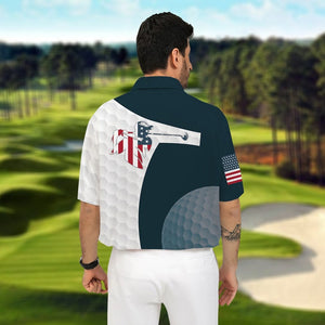 Custom Name American Flag Golf - Gift For Golf Lovers - Personalized Men Polo