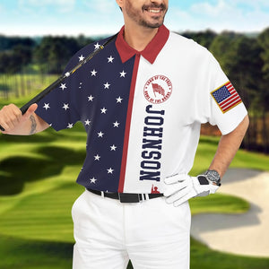 Patriotic USA Flag Land Of The Free Home Of The Brave - Gift For Golf Lovers - Personalized Men Polo