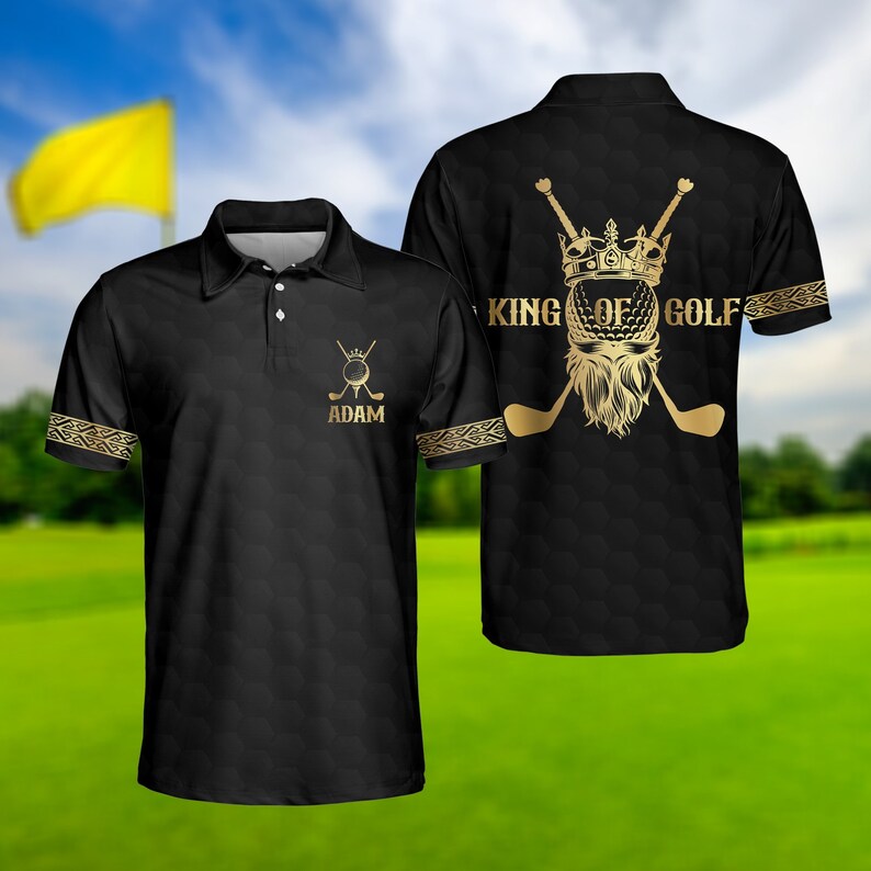 Custom Name King Of Golf Gold - Gift For Golf Lovers - Personalized Men Polo