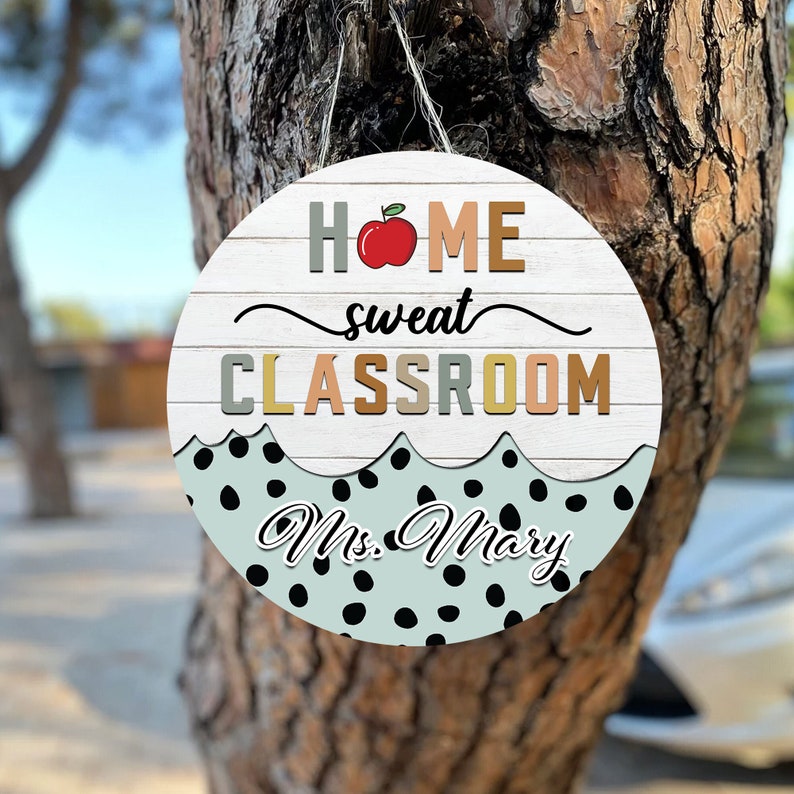 Personalized Welcome Teacher Back To School Sweet Round Wood Sign