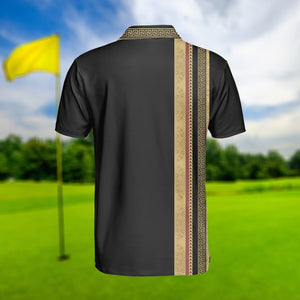 Luxury Baroque Pattern Black And Gold - Gift For Golf Lovers - Men Polo