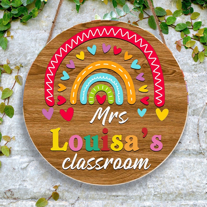 Personalized Teacher Door To The Class Round Wood Sign