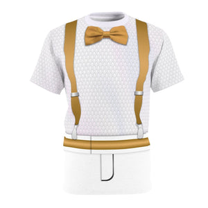 Allan Dance Night White Golden Suspenders Disco Party Costume Cosplay - T-Shirt