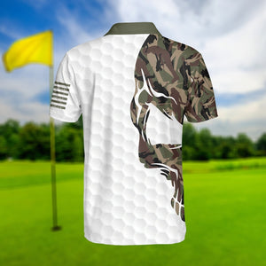 Custom Name Skull Golf Military Camo - Gift For Golf Lovers - Personalized Men Polo