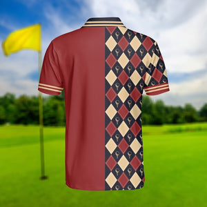 Red Plaid Pattern Golf Ball - Gift For Golf Lovers - Men Polo