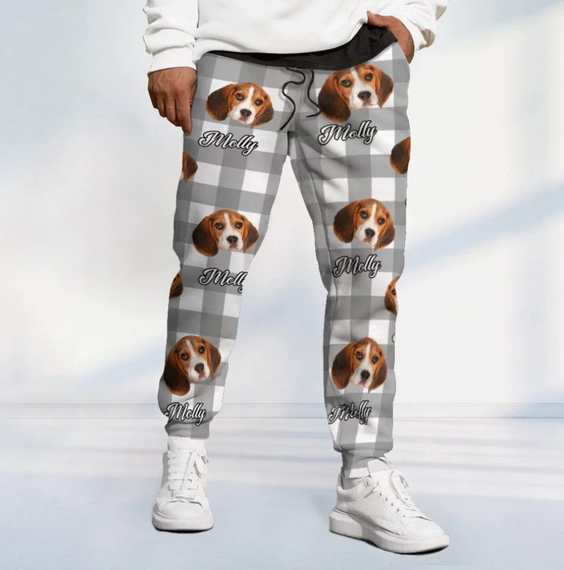 Custom Photo Dog With Christmas Pattern  - Gift For Dog, Cat Lovers - Personalized Sweatpants