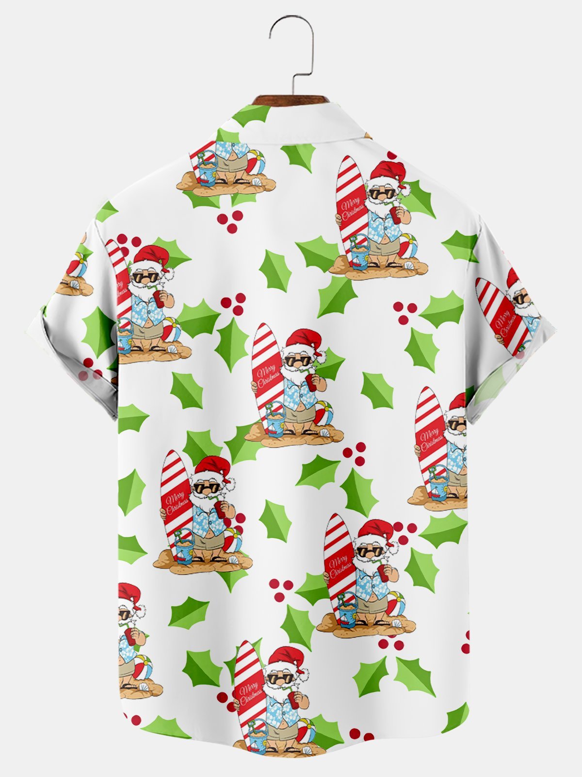 Christmas In July Fun Santa Green Leaves - Hawaiian Shirt