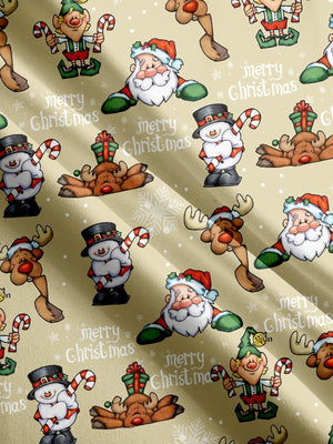 Christmas Fun Santa Snowman Elf Khaki Color - Hawaiian Shirt